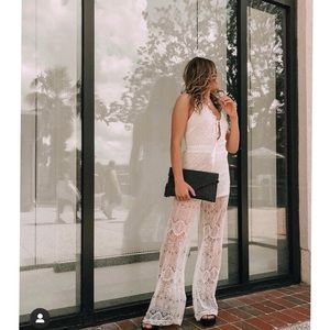 American Threads White Lace Jumpsuit Bridal Bachelorette Beach Vacation